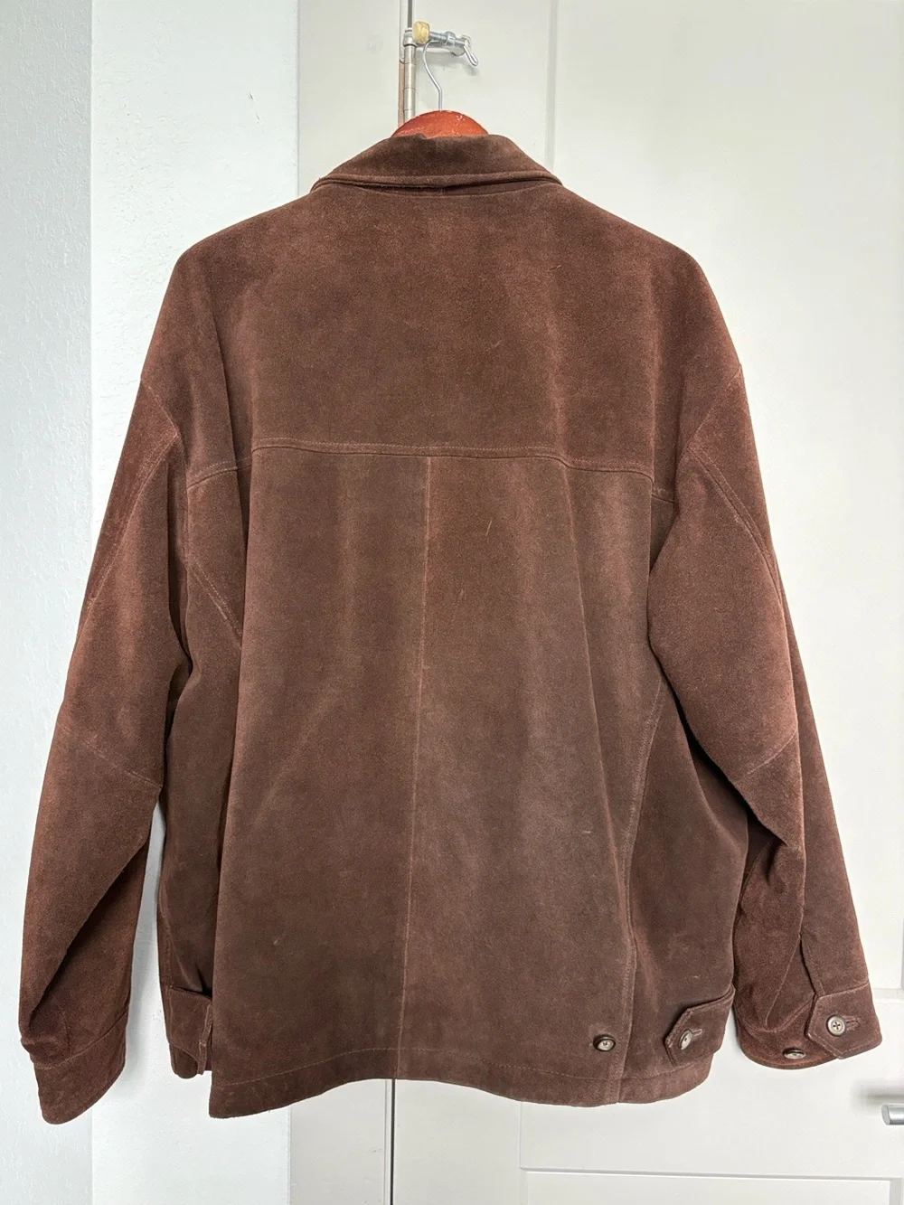 VINTAGE STRUCTURE LE COLLEZONI BROWN SUEDE LEATHER FULL ZIP JAVKET MENS XL